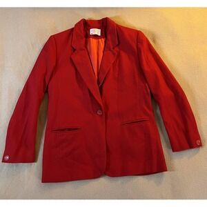 Vintage Pendleton Red Wool Blazer Jacket Womens Petite Medium USA Single Button